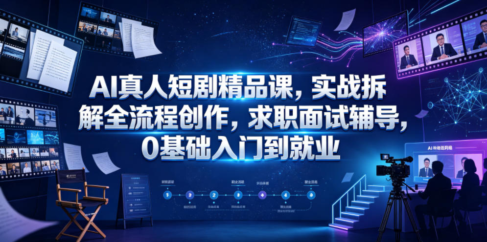 AI真人短剧精品课，实战拆解全流程创作，求职面试辅导，0基础入门到就业-MFXUI中国站