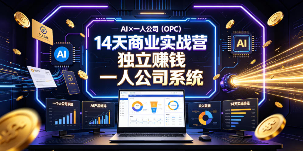 AI×一人公司(OPC)14天商业实战营，用AI帮你搭建一个属于你自己的、能独立賺钱的一人公司系统-MFXUI中国站