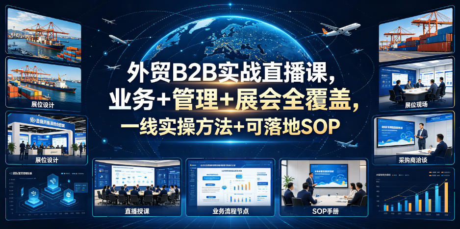 外贸B2B实战直播课，业务+管理+展会全覆盖，一线实操方法+可落地SOP-MFXUI中国站