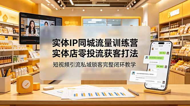 实体IP同城流量训练营：实体店零投流获客打法，短视频引流私域锁客完整闭环教学-MFXUI中国站