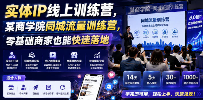 实体IP线上训练营，某商学院同城流量训练营，零基础商家也能快速落地-MFXUI中国站