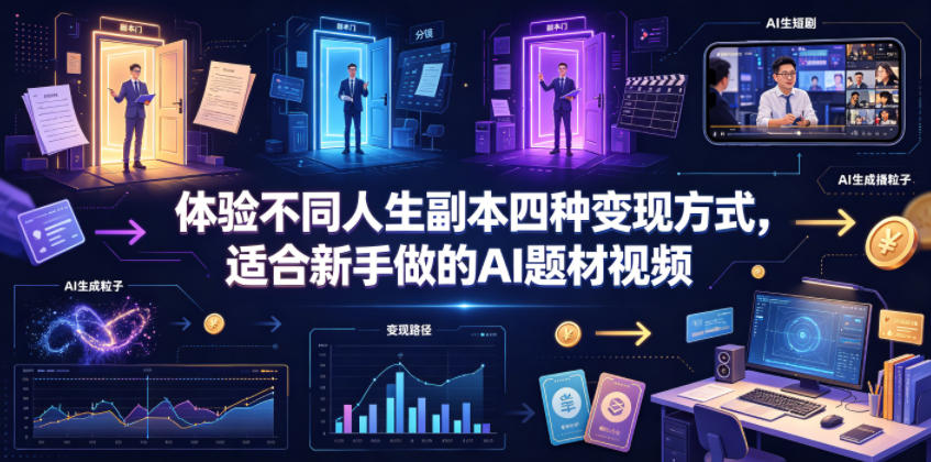 体验不同人生副本四种变现方式，适合新手做的AI题材视频-MFXUI中国站