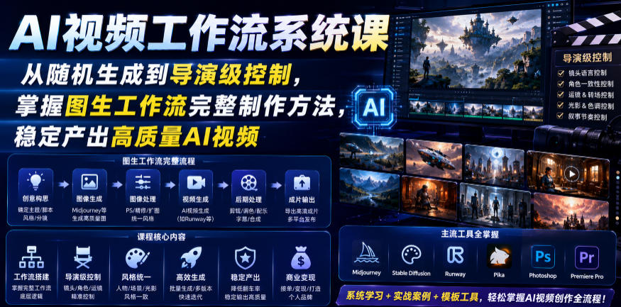 AI视频工作流系统课，从随机生成到导演级控制，掌握图生工作流完整制作方法，稳定产出高质量AI视频-MFXUI中国站