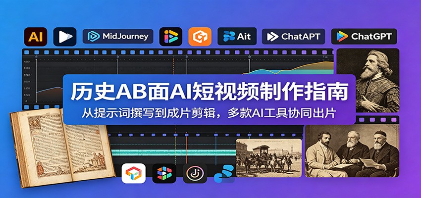 历史AB面AI短视频制作指南：从提示词撰写到成片剪辑，多款AI工具协同出片-MFXUI中国站