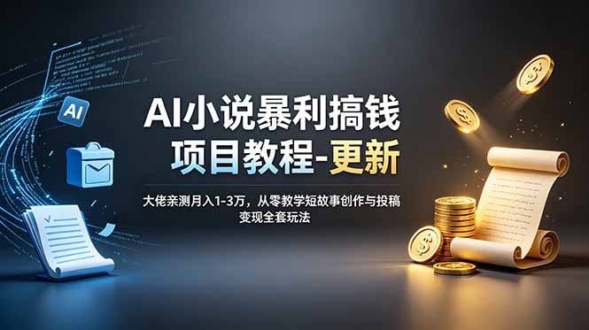 AI小说暴利搞钱项目教程-更新，大佬亲测月入1-3万，从零教学短故事创作与投稿变现全套玩法-MFXUI中国站