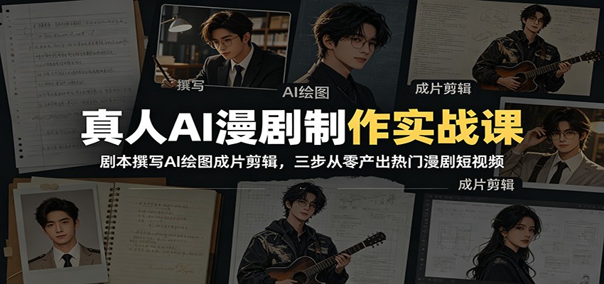 真人AI漫剧制作实战课：剧本撰写AI绘图成片剪辑，三步从零产出热门漫剧短视频-MFXUI中国站