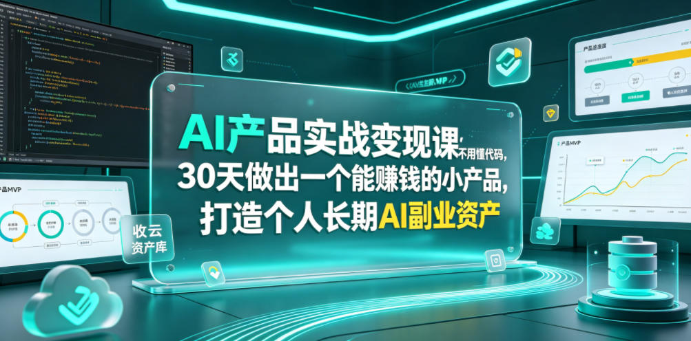 AI产品实战变现课，不用懂代码，30天做出一个能賺钱的小产品，打造个人长期AI副业资产-MFXUI中国站