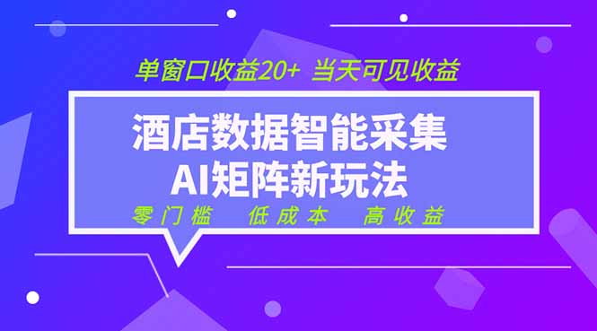 2026酒店数据采集ai智能矩阵新风口  低成本   高收益   当天见收益   单窗口20+-MFXUI中国站