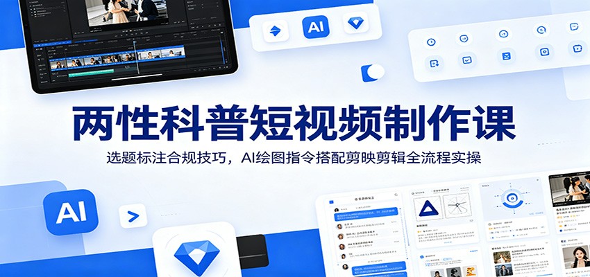 两性科普短视频制作课：选题标注合规技巧，AI绘图指令搭配剪映剪辑全流程实操-MFXUI中国站