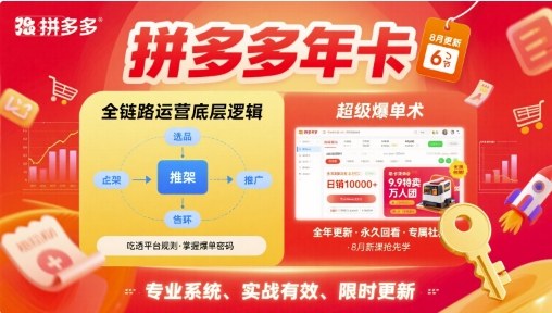 拼多多年卡，拼多多全链路运营底层逻辑，超级爆单术【更新26年6月】-MFXUI中国站