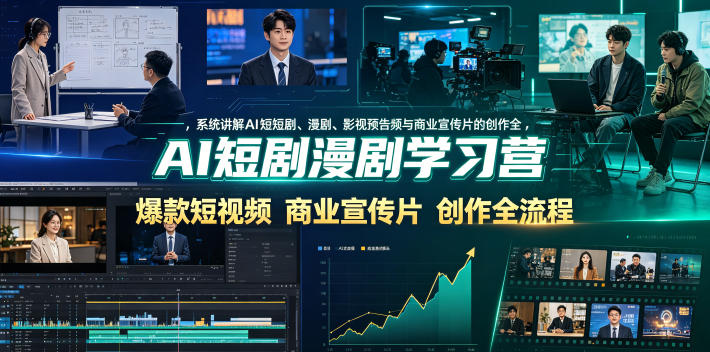 AI短剧漫剧学习营，系统讲解AI短剧、漫剧、影视预告片、爆款短视频与商业宣传片的创作全流程-MFXUI中国站