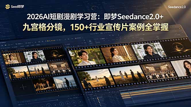 2026AI短剧漫剧学习营：即梦Seedance2.0+九宫格分镜，150+行业宣传片案例全掌握-MFXUI中国站