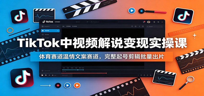 TikTok中视频解说变现实操课：体育赛道温情文案赛道，完整起号剪辑批量出片-MFXUI中国站
