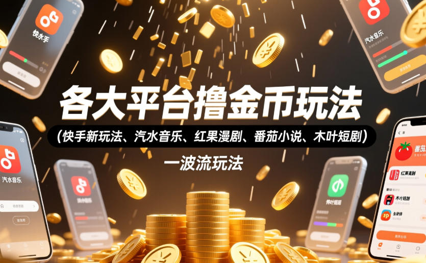 各大平台撸金币玩法(快手新玩法、汽水音乐、红果漫剧、番茄小说、木叶短剧)，一波流玩法(收费398元的教程)-MFXUI中国站