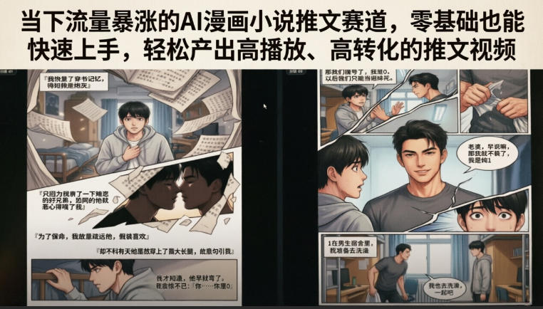 当下流量暴涨的AI漫画小说推文赛道，零基础也能快速上手，轻松产出高播放、高转化的推文视频-MFXUI中国站