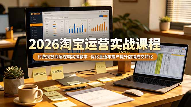 2026 淘宝运营实战课程，付费投放底层逻辑实操教学，优化直通车投产提升店铺成交转化-MFXUI中国站