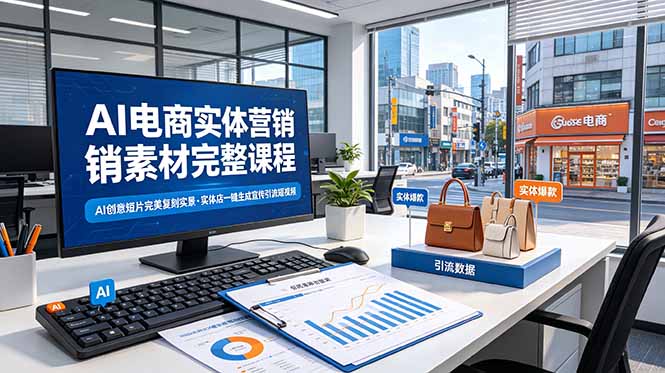 AI电商实体营销素材完整课程，AI创意短片完美复刻实景，实体店一键生成宣传引流短视频-MFXUI中国站
