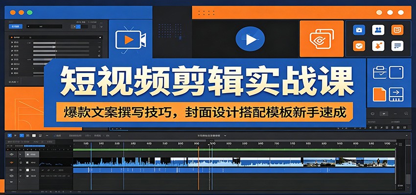 短视频剪辑实战课：爆款文案撰写技巧，封面设计搭配模板新手速成-MFXUI中国站