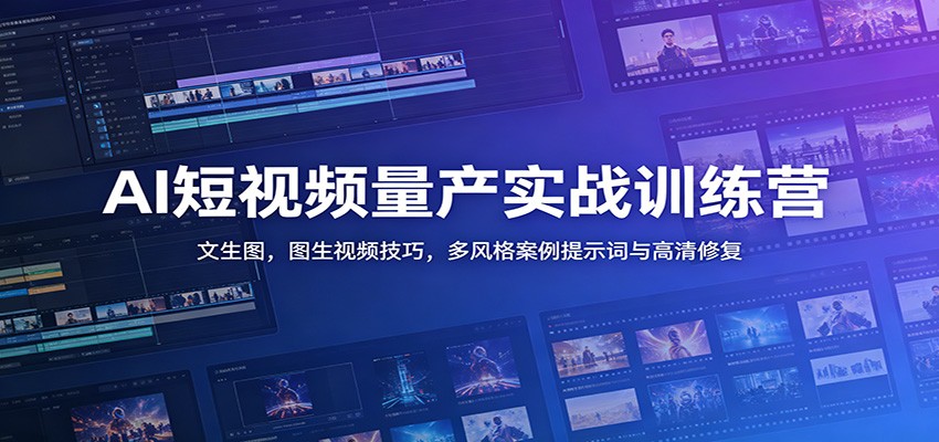 AI短视频量产实战训练营：文生图，图生视频技巧，多风格案例提示词与高清修复-MFXUI中国站