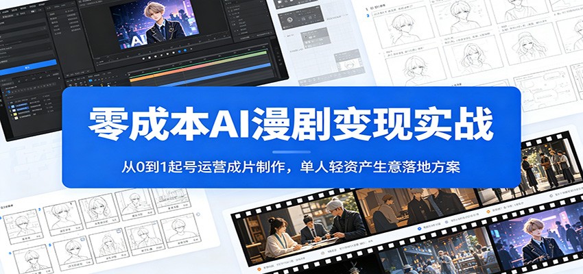零成本AI漫剧变现实战：从0到1起号运营成片制作，单人轻资产生意落地方案-MFXUI中国站