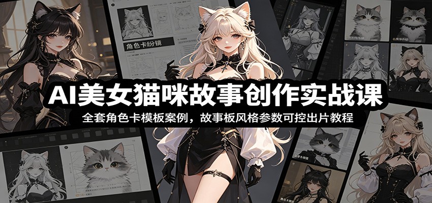 AI美女猫咪故事创作实战课:全套角色卡模板案例,故事板风格参数可控出片教程-MFXUI中国站