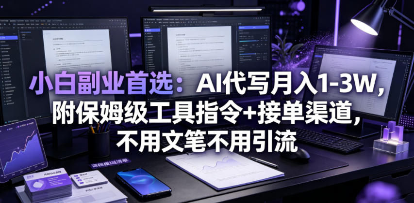 小白副业首选：AI代写月入1-3W，附保姆级工具指令+接单渠道，不用文笔不用引流【揭秘】-MFXUI中国站
