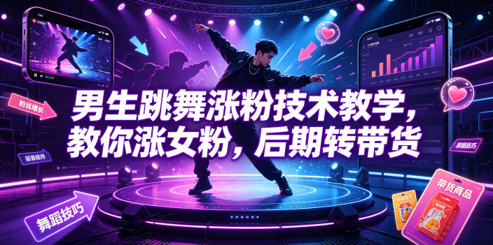 男生跳舞涨粉技术教学，教你涨女粉，后期转带货-MFXUI中国站