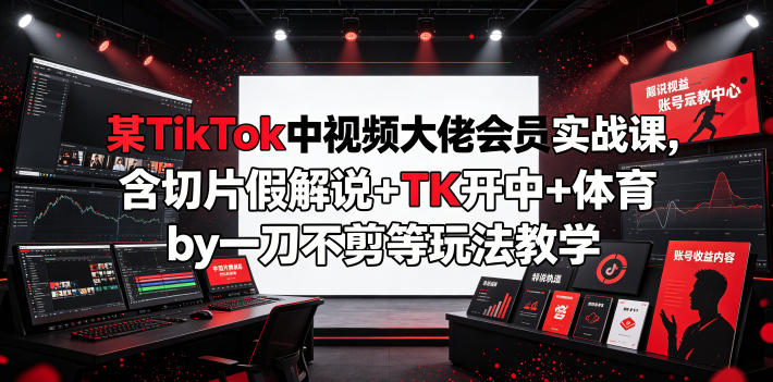 某TikTok中视频大佬会员实战课，含切片假解说+TK开中+体育by一刀不剪等玩法教学-MFXUI中国站
