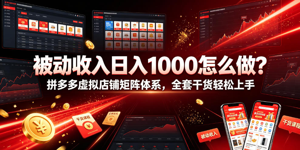 被动收入日入1000怎么做？拼多多虚拟店铺矩阵体系，全套干货轻松上手【揭秘】-MFXUI中国站
