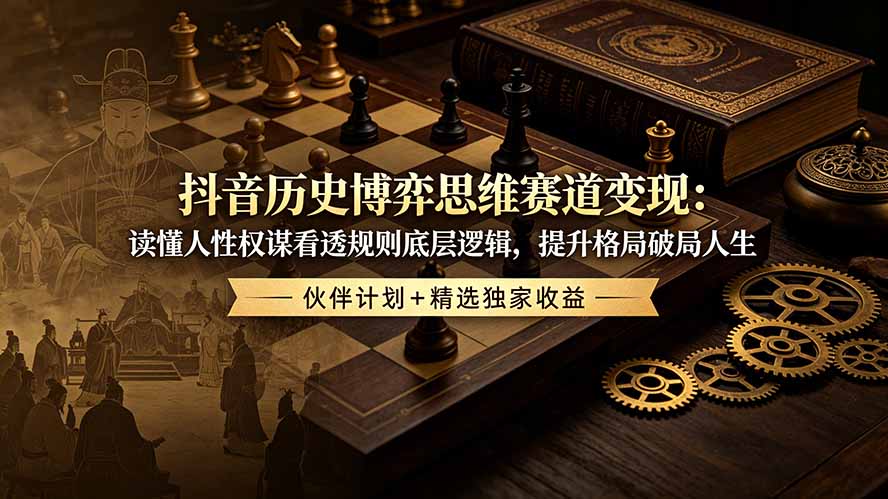 抖音历史博弈思维赛道变现：读懂人性权谋看透规则底层逻辑，提升格局破局人生，伙伴计划+精选独家收益-MFXUI中国站