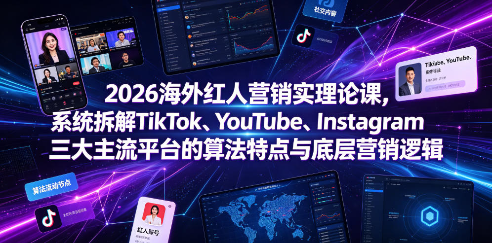 2026海外红人营销实理论课，系统拆解TikTok、YouTube、Instagram三大主流平台的算法特点与底层营销逻辑-MFXUI中国站