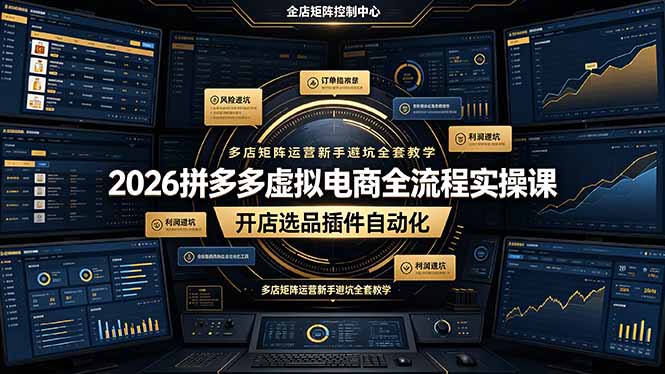 2026拼多多虚拟电商全流程实操课，开店选品插件自动化，多店矩阵运营新手避坑全套教学-MFXUI中国站