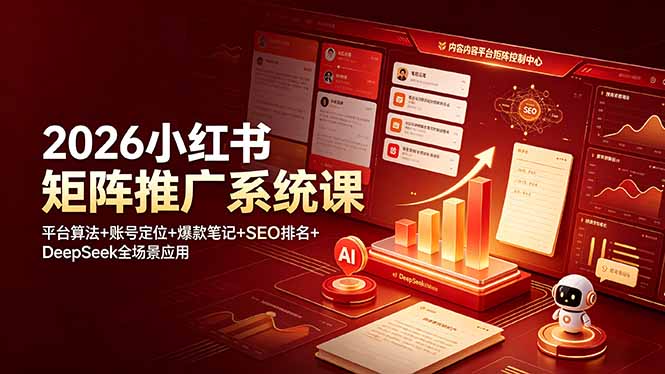 2026小红书矩阵推广系统课：平台算法+账号定位+爆款笔记+SEO排名+DeepSeek全场景应用-MFXUI中国站