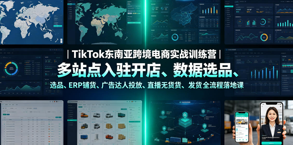 TikTok东南亚跨境电商实战训练营｜多站点入驻开店、数据选品、ERP铺货、广告达人投放、直播无货源发货全流程落地课-MFXUI中国站