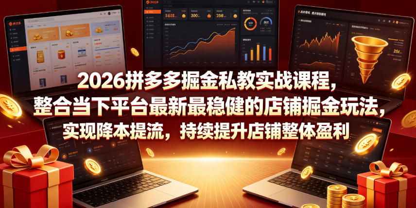 2026拼多多掘金私教实战课程，整合当下平台最新最稳健的店铺掘金玩法，实现降本提流，持续提升店铺整体盈利-MFXUI中国站