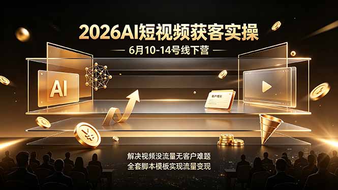 2026AI短视频获客实操6月10-14号线下营，解决视频没流量无客户难题，全套脚本模板实现流量变现-MFXUI中国站