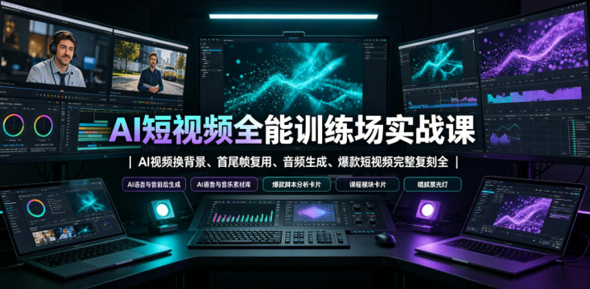 AI短视频全能训练场实战课｜AI视频换背景、首尾帧复用、音频生成、爆款短视频完整复刻全套实操教学-MFXUI中国站