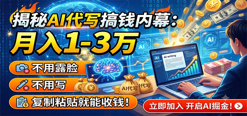 揭秘AI代写搞钱内幕：月入1-3万，不用露脸不用写，复制粘贴就能收钱！-MFXUI中国站