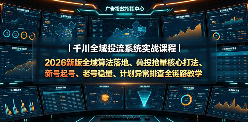 千川全域投流系统实战课程｜2026新版全域算法落地、叠投抢量核心打法、新号起号、老号稳量、计划异常排查全链路教学-MFXUI中国站