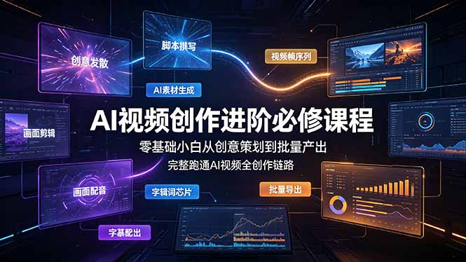 AI视频创作进阶必修课程：零基础小白从创意策划到批量产出，完整跑通AI视频全创作链路-MFXUI中国站