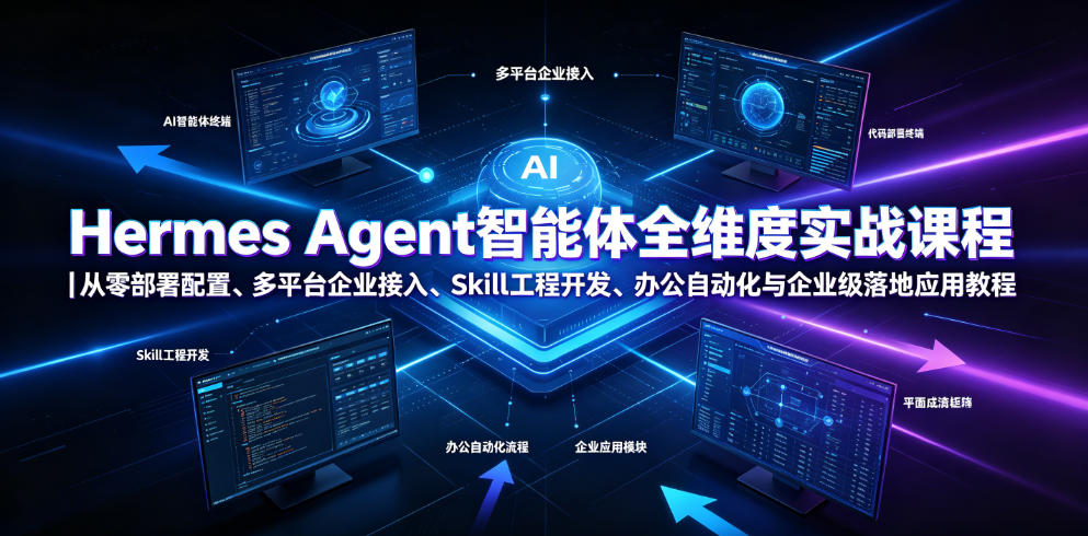 Hermes Agent智能体全维度实战课程｜从零部署配置、多平台企业接入、Skill工程开发、办公自动化与企业级落地应用教程-MFXUI中国站