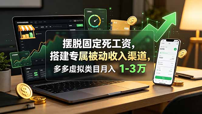 摆脱固定死工资，搭建专属被动收入渠道，多多虚拟类目月入 1-3 万-MFXUI中国站