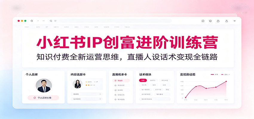小红书IP创富进阶训练营：知识付费全新运营思维，直播人设话术变现全链路-MFXUI中国站