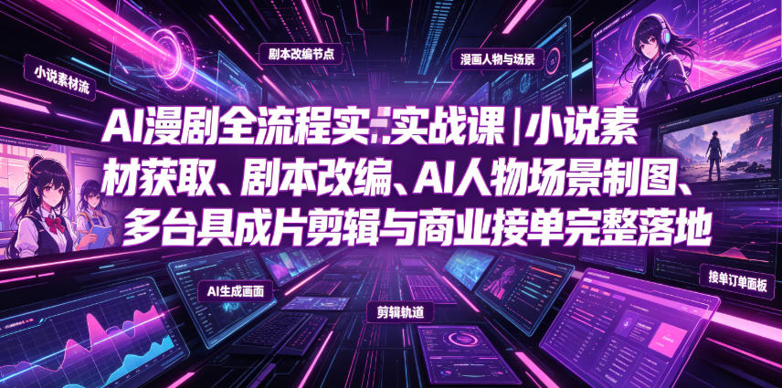 AI漫剧全流程实战课｜小说素材获取、剧本改编、AI人物场景制图、多工具成片剪辑、平台付费变现与商业接单完整落地-MFXUI中国站