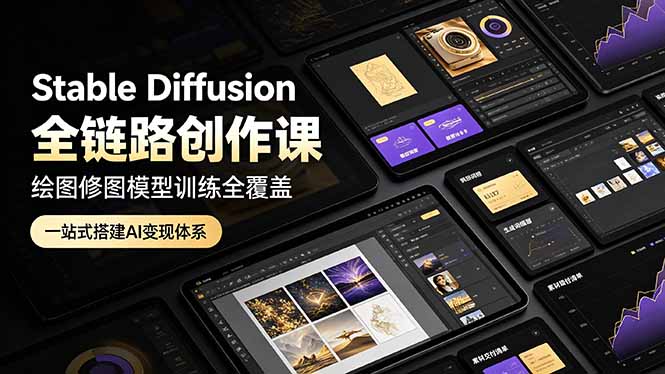 Stable Diffusion全链路创作课，绘图修图模型训练全覆盖，一站式搭建AI变现体系-MFXUI中国站