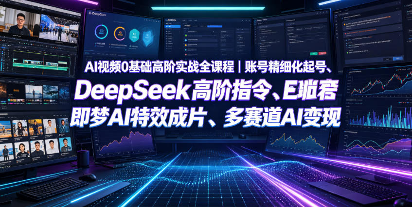 AI视频0基础高阶实战全课程｜账号精细化起号、DeepSeek高阶指令、即梦AI特效成片、多赛道AI短视频量产变现-MFXUI中国站