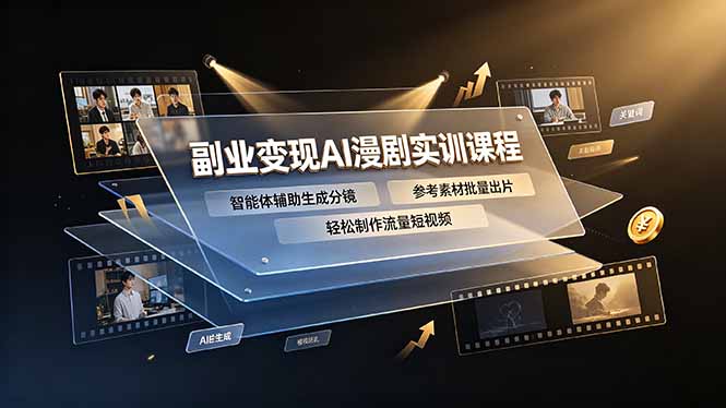 副业变现AI漫剧实训课程，智能体辅助生成分镜，参考素材批量出片，轻松制作流量短视频-MFXUI中国站