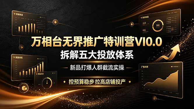 万相台无界推广特训营VI0.0，拆解五大投放体系，新品打爆人群截流实操，控预算稳步拉高店铺投产-MFXUI中国站