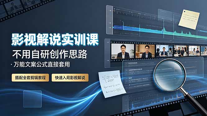 影视解说实训课：不用自研创作思路，万能文案公式直接套用，搭配全套剪辑教程，快速入局影视解说-MFXUI中国站