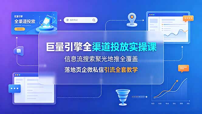 巨量引擎全渠道投放实操课，信息流搜索聚光地推全覆盖，落地页企微私信引流全套教学-MFXUI中国站